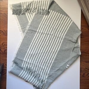 Striped Gray and White Poncho (women s/m) Life is Beautiful - new never used